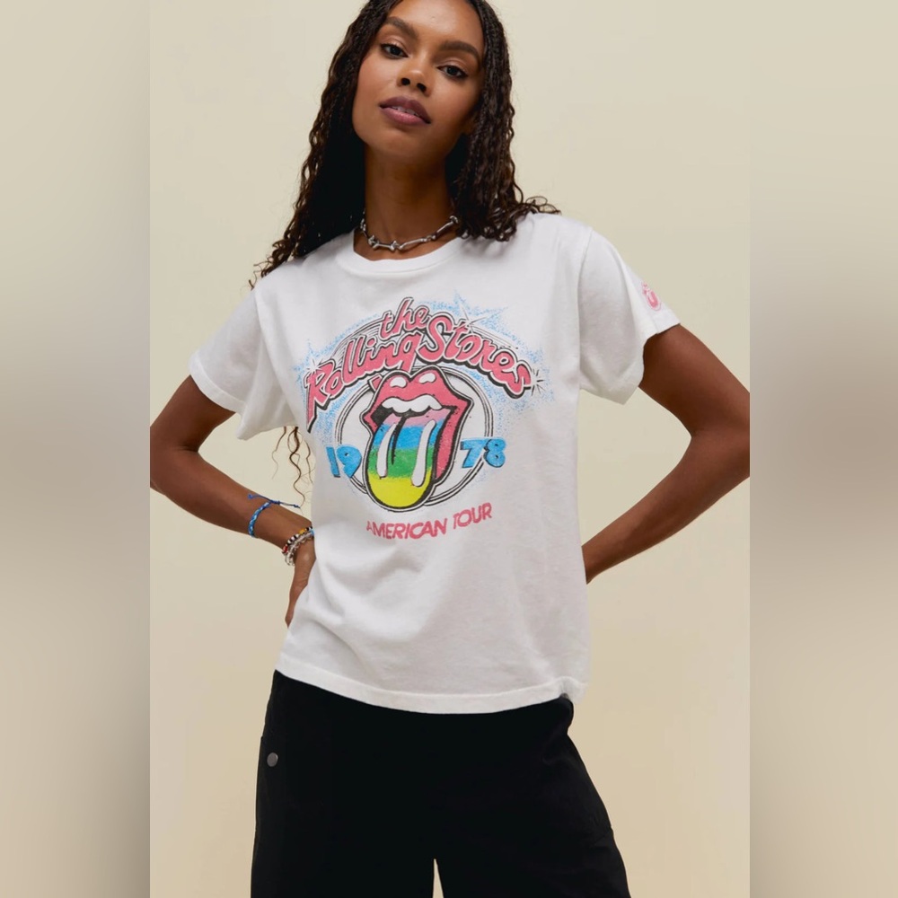 NWT DAYDREAMER Rolling Stones 1978 Solo Tee | Vintage White MSRP $92 Size S - Picture 2 of 11